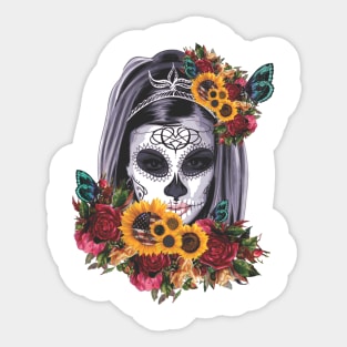 Skull & sunflower dia de los Muertos Sticker